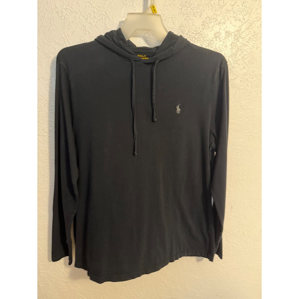 Polo Ralph Lauren Mens Black Long Sleeve Hooded T-Shirt Size Large Pony Logo